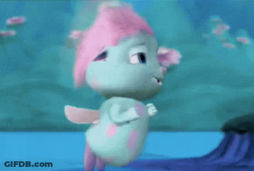 Pink-Haired Cartoon Character Swimming GIF