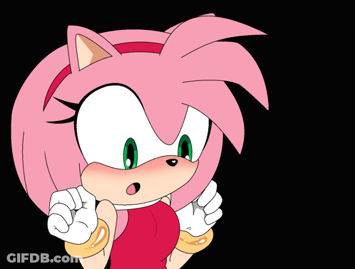Pink-Haired Cartoon Holding Heart GIF