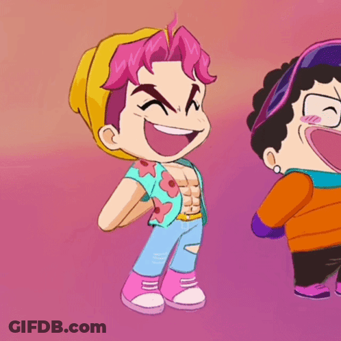 Pink Haired Cartoon Laughing GIF