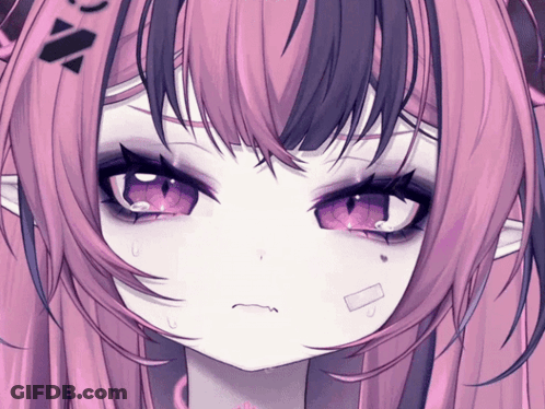 Pink Haired Girl Close Up GIF