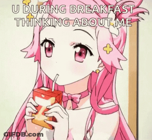 Pink-Haired Girl Drinking Juice Box GIF