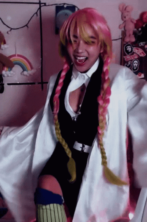 Pink Haired Girl Knee Slap GIF