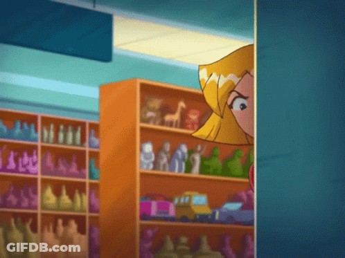 Pink-Haired Girl With Green Eyes Peeking From Wall GIF