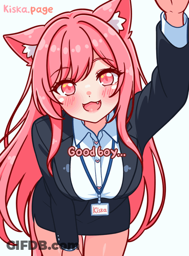 Pink-Haired Girl With Kiska Lanyard GIF
