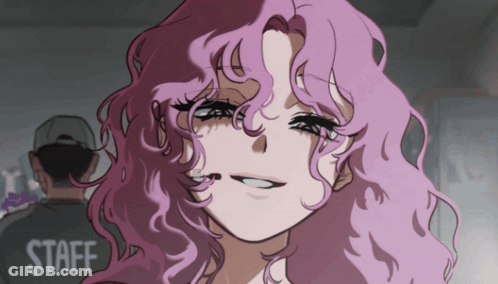 Pink-Haired Girl With Microphone In Mouth GIF