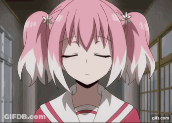 Pink-Haired Girl With Pigtails Eyes Closed And Flower GIF