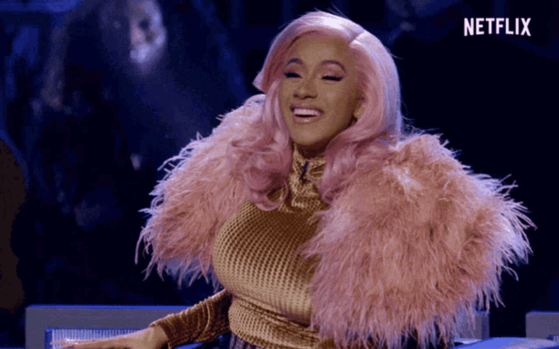 Pink Haired Singer Cardi B. Big Smile GIF