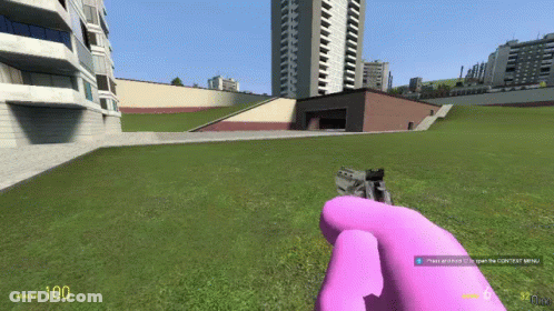 Pink Hand Holding Gun With Number 100 GIF