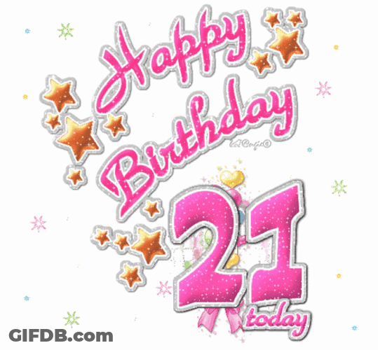 Pink Happy 21 St Birthday Greetings GIF
