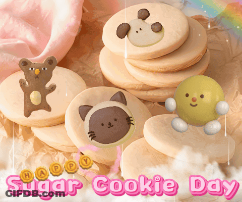 Pink Happy Sugar Cookie Day Cookie Stack GIF