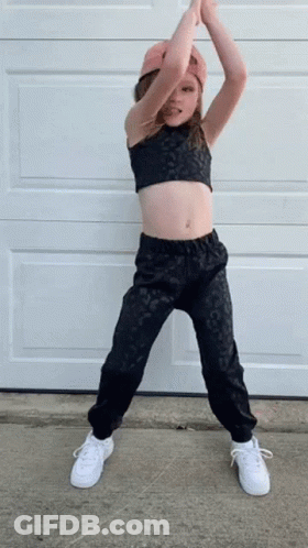 Pink Hat Girl Dancing Black Crop Top GIF