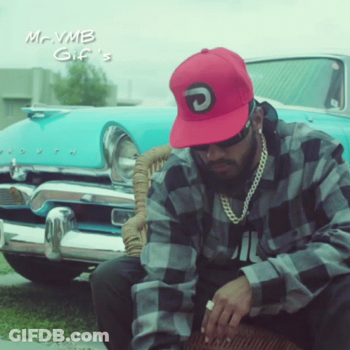 Pink Hat Man In Front Of Blue Car Mr.vmb GIF