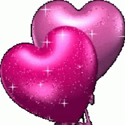 Pink Heart Balloons Glitter GIF