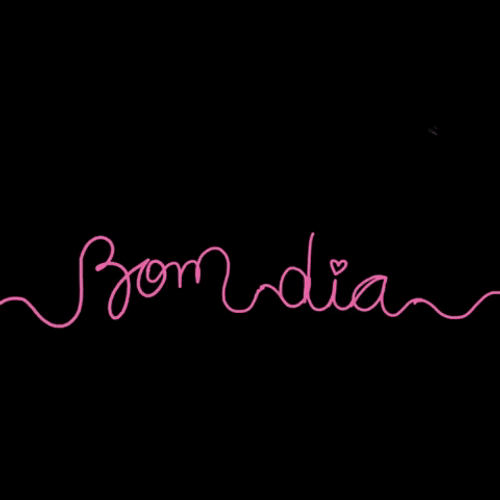 Pink Heart Bom Dia Neon Sign GIF