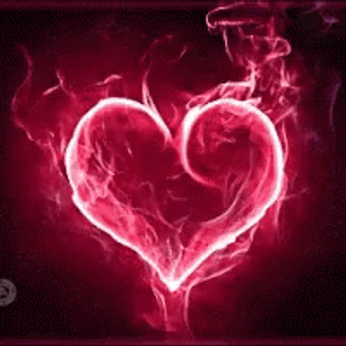 Pink Heart Burning Fire GIF