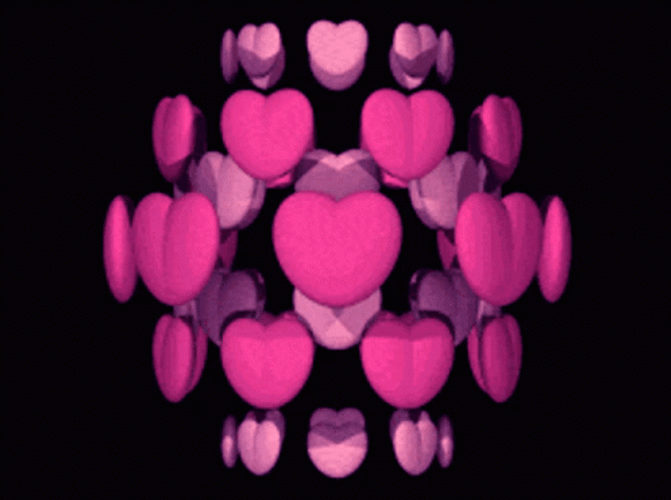 Pink Heart Chandelier Rotating GIF