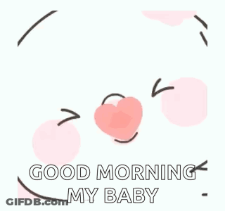 Pink Heart Face Saying Good Morning My Baby GIF