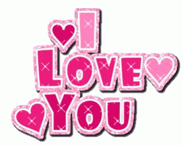 Pink Heart I Love You Glitter GIF
