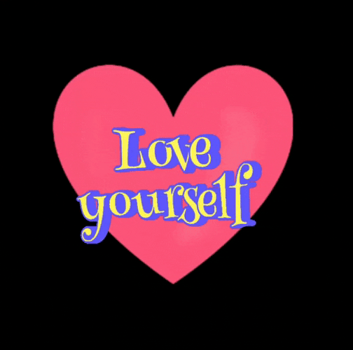 Pink Heart Love Yourself Quote GIF