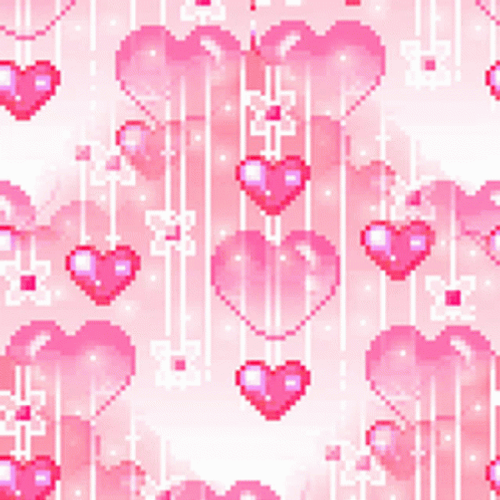 Pink Heart Pattern Pixel Art GIF