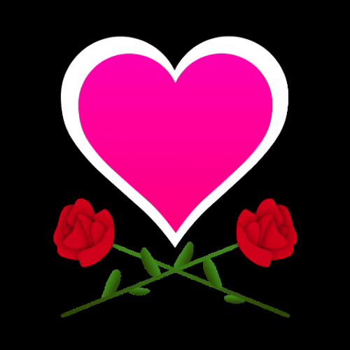Pink Heart Red Roses Sticker GIF
