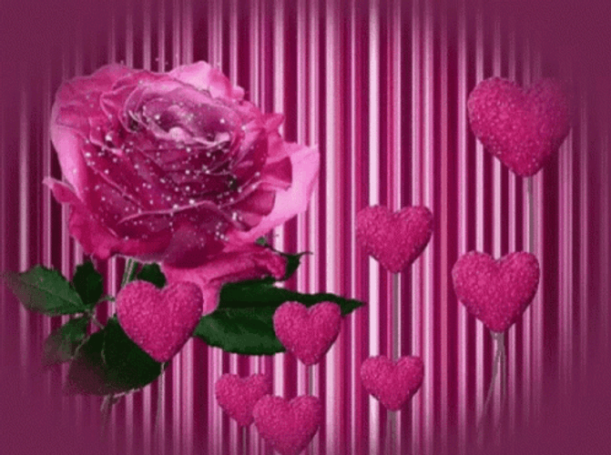 Pink Heart Rose Glitter Aesthetic GIF