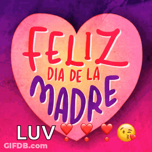 Pink Heart Saying Feliz Dia De La Madre GIF