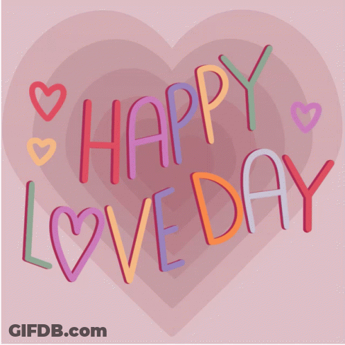 Pink Heart Saying Happy Love Day GIF