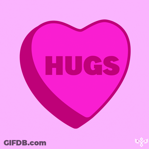 Pink Heart Saying Hugs GIF
