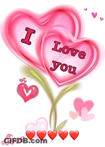 Pink Heart Saying I Love You GIF
