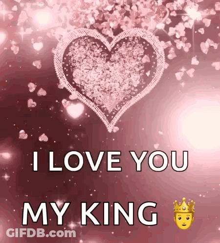 Pink Heart Saying I Love You My King GIF