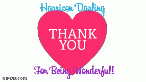 Pink Heart Saying Thank You GIF