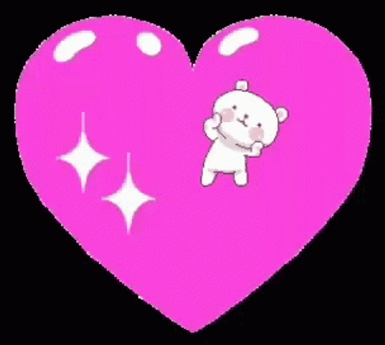 Pink Heart Sparkle Cute Bear GIF