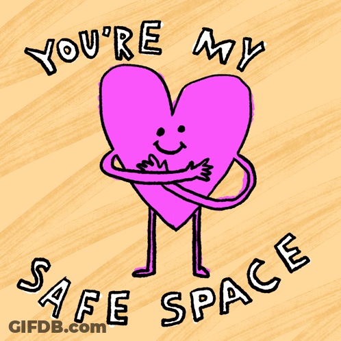 Pink Heart With Arms And Legs You Are My Safe Space GIF