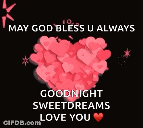 Pink Heart With Blessings And Goodnight GIF