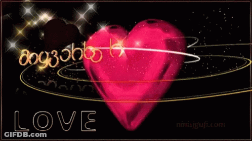 Pink Heart With Gold Love GIF