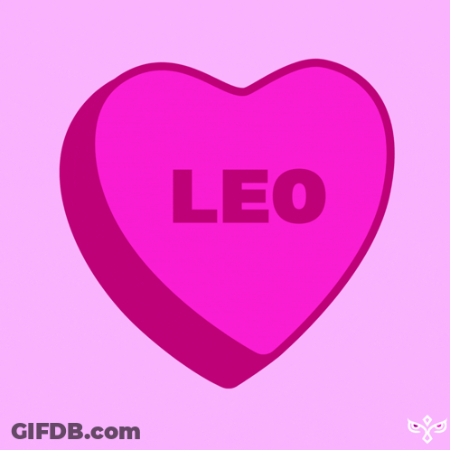 Pink Heart With Leo Inside GIF
