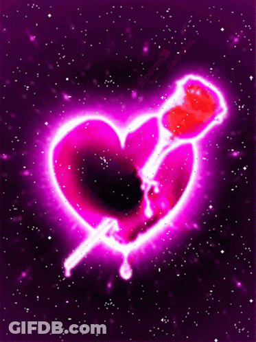 Pink Heart With Red Rose GIF