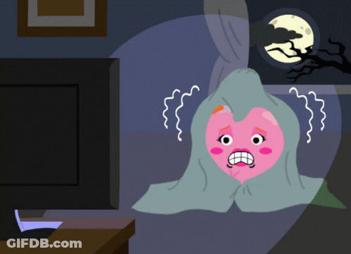 Pink Heart With Scared Face GIF