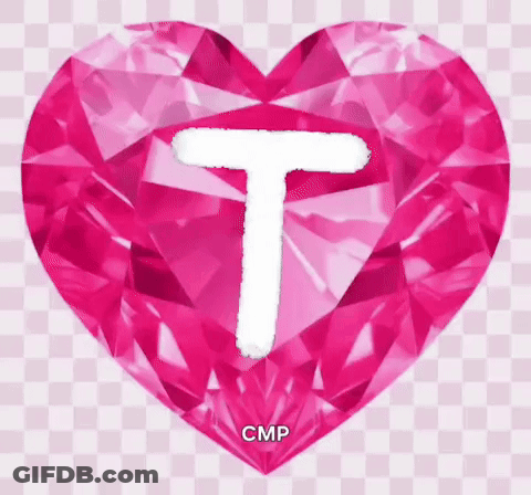 Pink Heart With White Letter T GIF