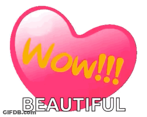 Pink Heart With Wow And Beautiful GIF