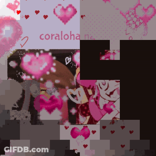 Pink Hearts Collage With Coraloha GIF
