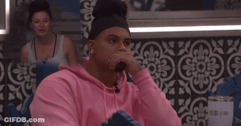 Pink Hoodie Man With Plate And House Blend Cup GIF