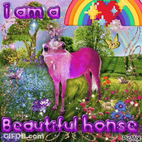 Pink Horse Saying I Am A Beautiful Horse GIF
