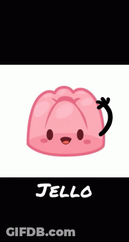 Pink Jelly With Black Tail And Jello Text GIF