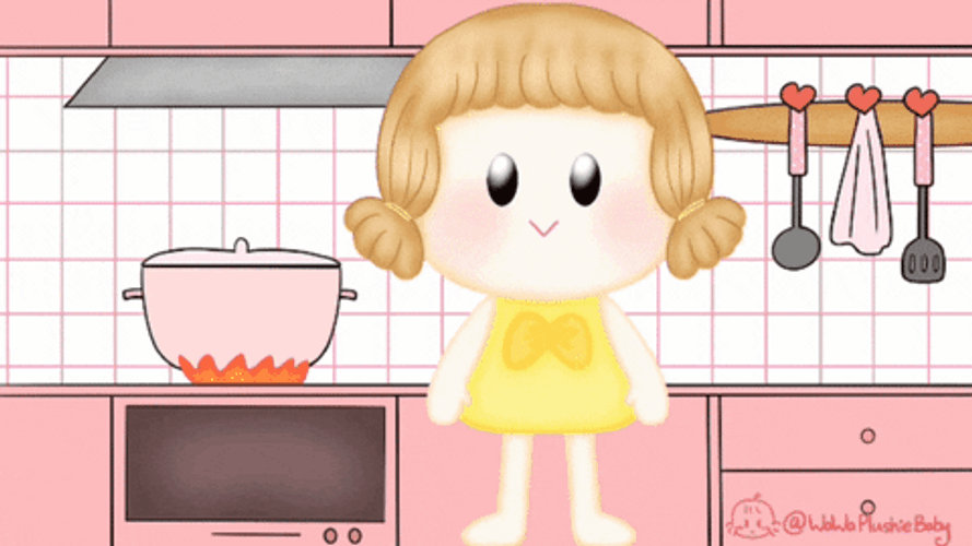 Pink Kitchen Boiling Pot Animation GIF