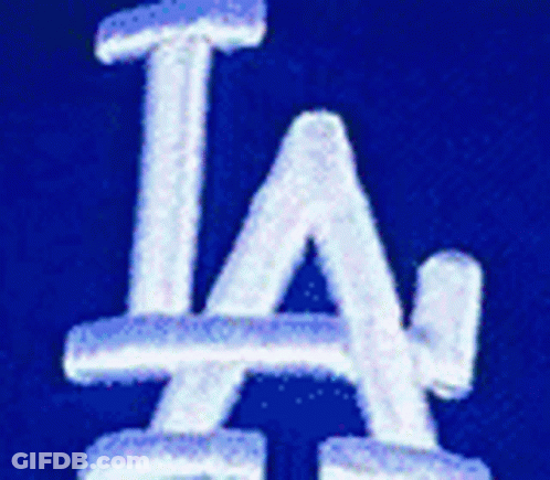 Pink LA Logo On Purple Background GIF