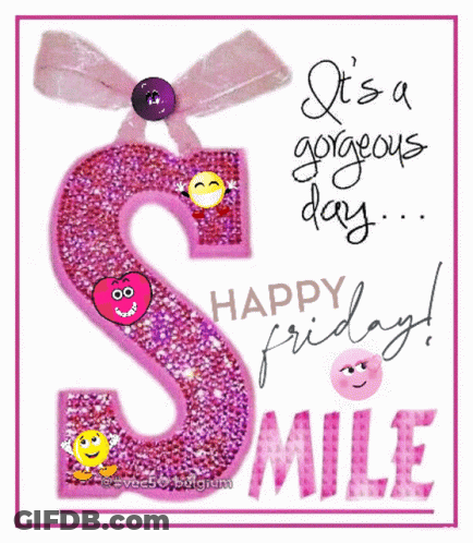 Pink Letter S With Smiley Faces GIF