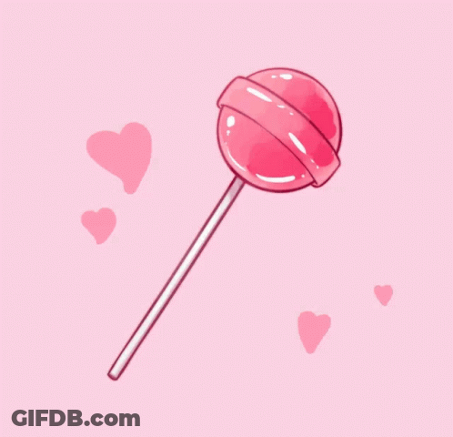 Pink Lollipop With Hearts GIF