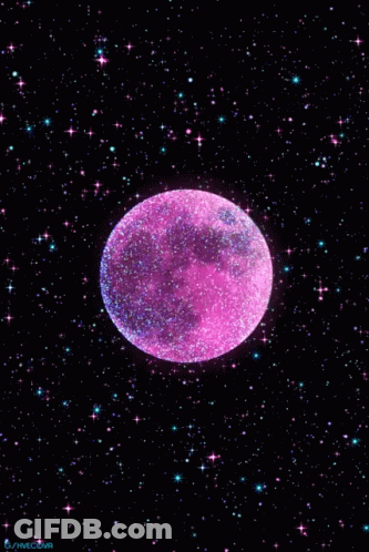 Pink Moon Surrounded By Stars GIF